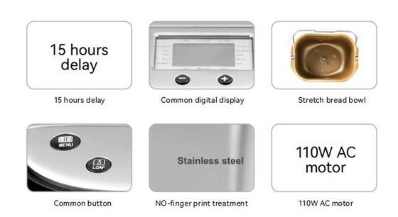 710W Smart Bread Maker With LCD Display Backlit To Better Observe Changes Food